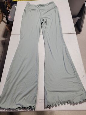 No Boundaries Sage Green Ribbed Flared Lounge Pants